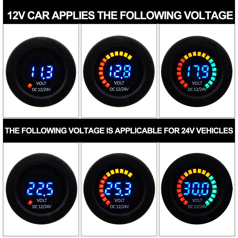 New 12/24V Color LED DC Digital Display Voltmeter with Low Pressure Buzzer Alarm Waterproof Tester