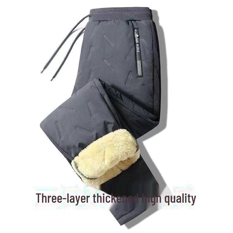 Men’s Windproof Plus Velvet Winter Pants: Thick, Warm, and Trendy.