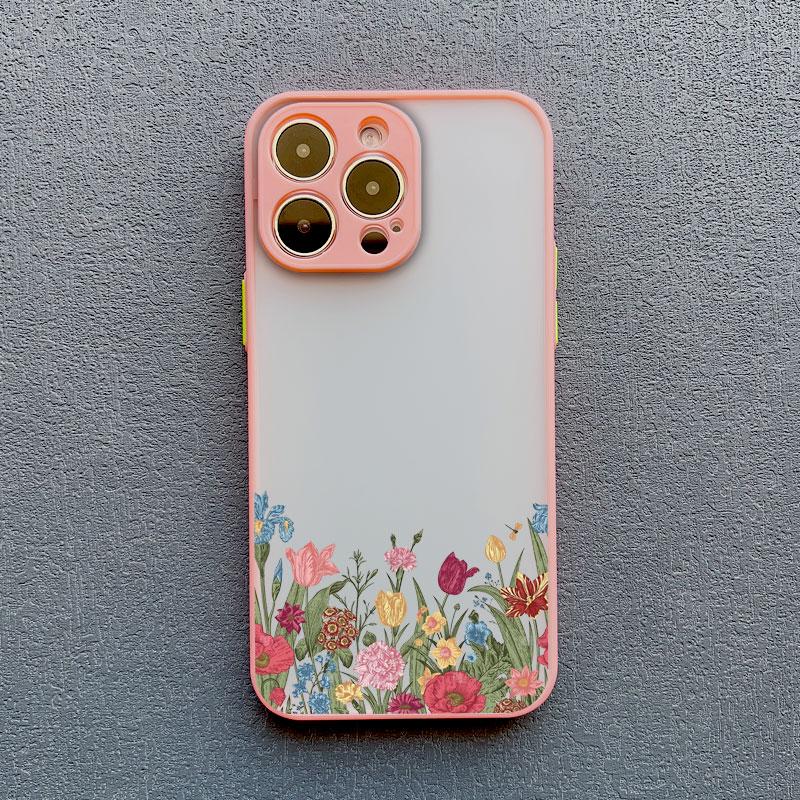 INS Painting Flower Phone Cases For iPhone 11 Case iPhone 17 16 13 12 15 14 Pro Max Mini 14 15 16 Plus XS X XR Shockproof Covers