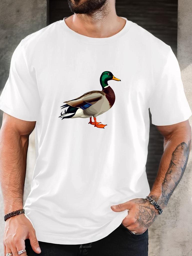 Mallard Duck Graphic Animal Print Unisexs Crew Neck Short Sleeve Tee Soft Summer Outdoor Daily Street Basic Casual Outfit Wear