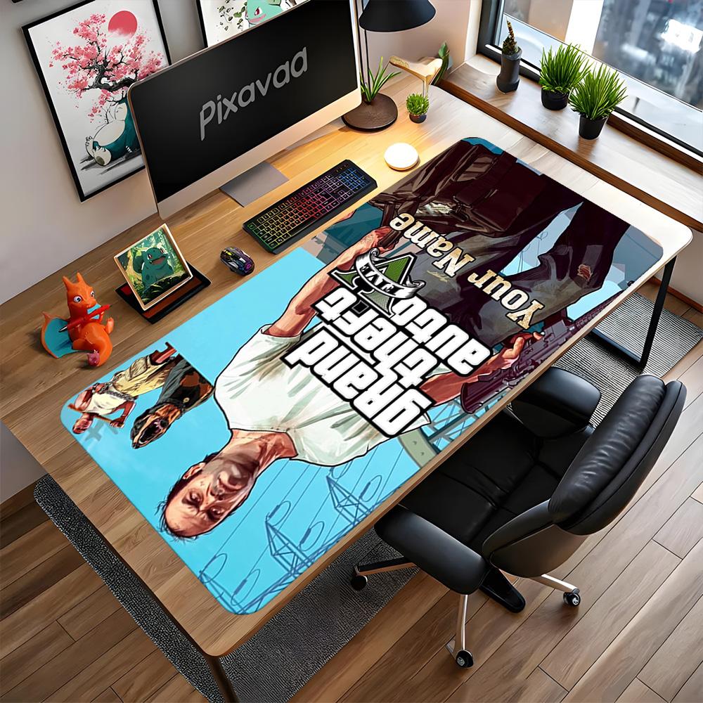 Grand Theft Auto Customize Your Name Mouse Pad Office Mouse Mats Computer Desk Mat Non-Slip Rubber Base Perfect Gift for Gamers And Professionals