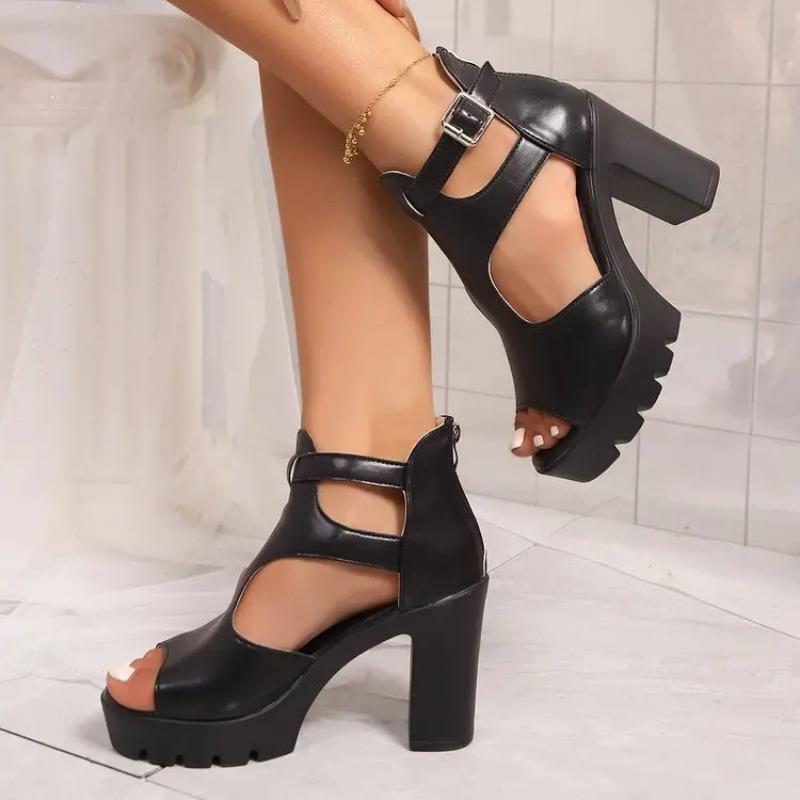 Women's Sandals Fashion Chunky Fish-mouth Sandal Ankle High-heeled Sandalias Non Slip Platform Sandals for Women Sandalias Mujer