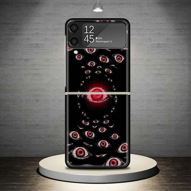 Scary Face Eyes Phone Case For Samsung Galaxy Z Flip 7 6 5 4 3 5G Shockproof Cover Z Flip7 Flip6 ZFlip5 Flip3 Flip4 Luxury Shell
