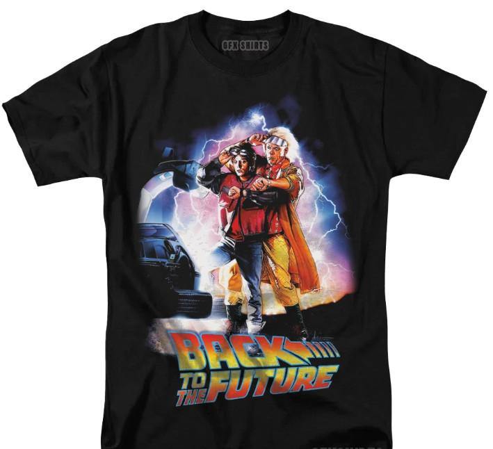 Back To The Future Delorean 80s Sci-Fi, Vtg Retro Movie Poster Promo Tee Unisex XL