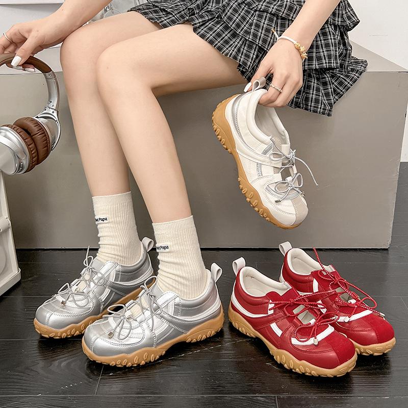 Small Inner Height Increase German Training Shoes Summer New Ballet Mary Jane Shallow Mouth Single Shoes Retro Casual Sports Shoes