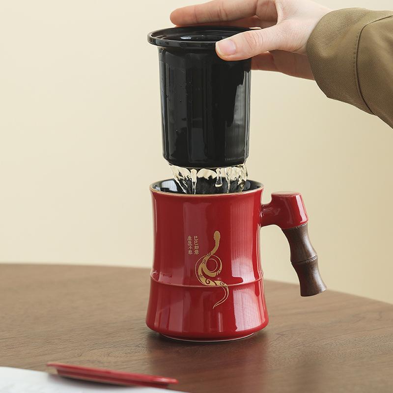 Forbidden City Red Ceramic Casual Cup Tea Cup Spring Festival Gala Si Si Ruyi Lifestyle Gifts Company Business Products