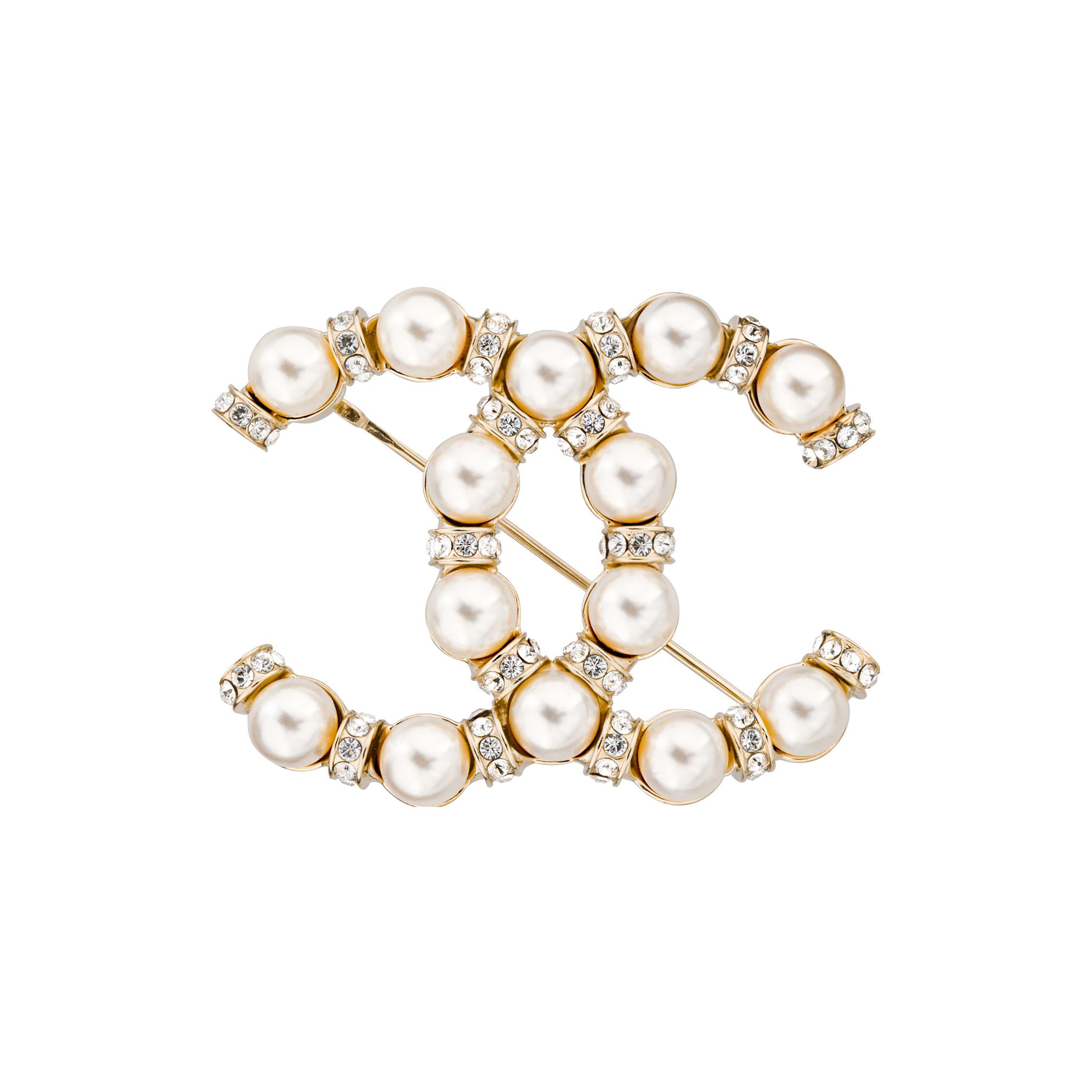 Chanel Classic Double C Pearl Brooch