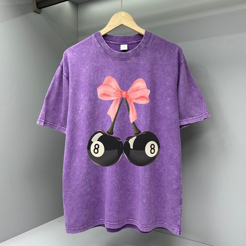 Pink Bow Black Billiards 8 Cherries Men Clothing Fashion Tshirt Tee Clothes Breathable Cotton Summer T-Shirt