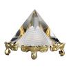 4cm Pyramid Prism Meditation Crystal Carved Pyramid Ornament with Gold Stand for Home Office Art