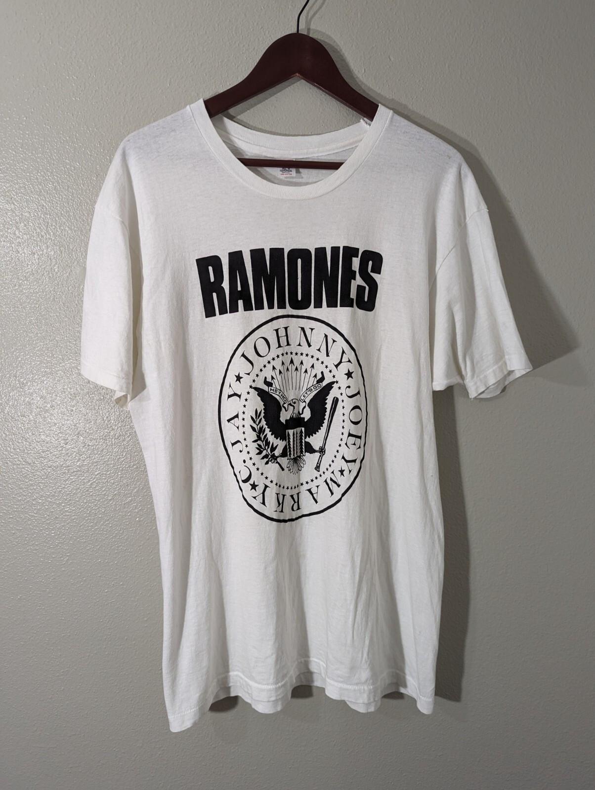 Vintage 1980s Ramones Punk Rock Band Tee T Shirt Rare White S-5XL Unisex T-Shirt XXXXL