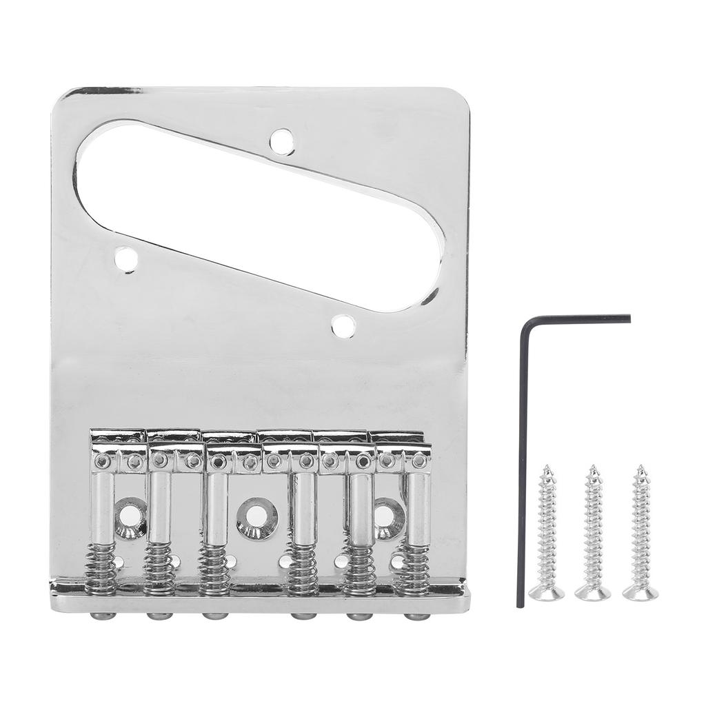 Saddle Bridge Metal Silver 6‑String Hardtail Fixed Replacement for TL Electric Guitar