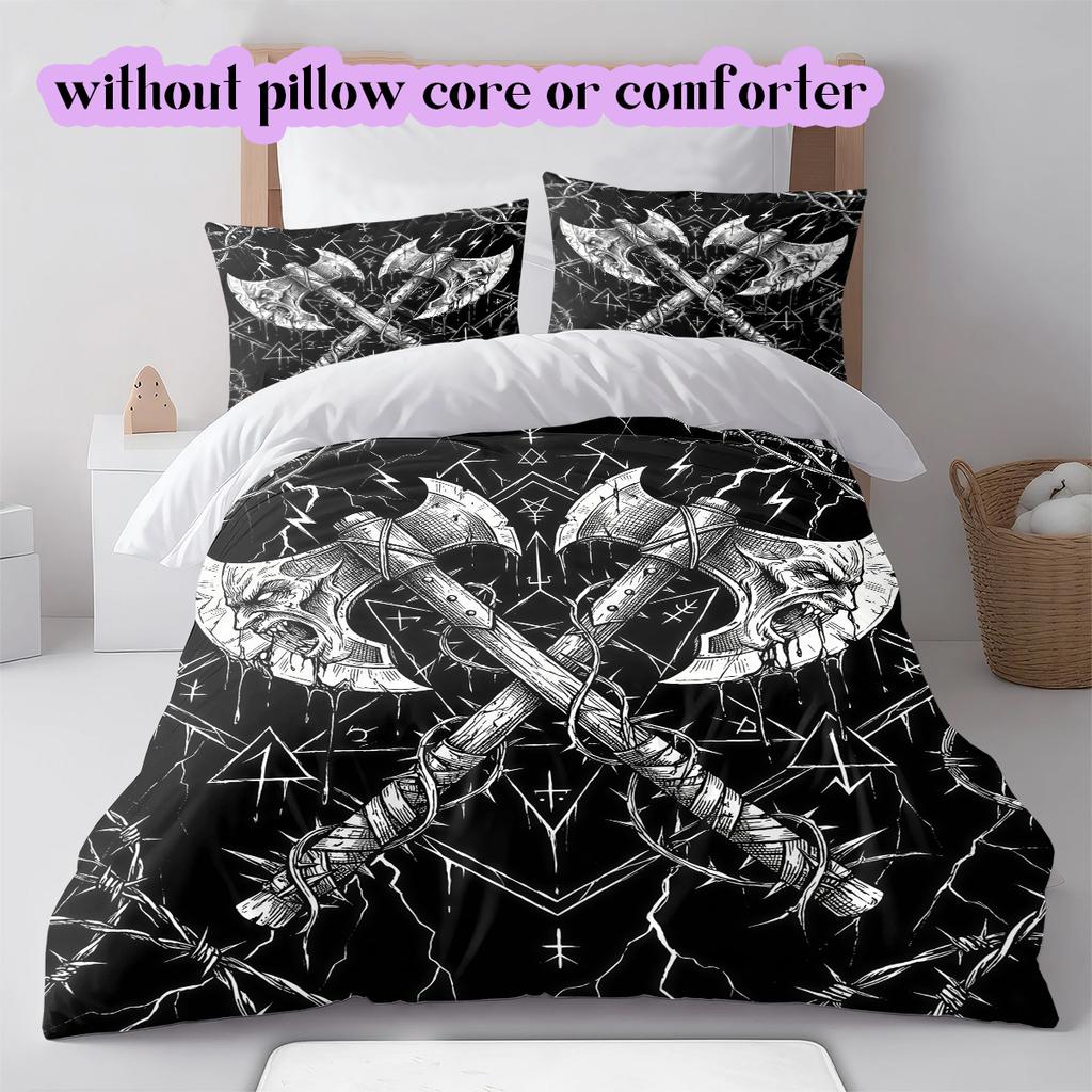 Thorn Gothic Dark Pattern Bedding Quilt Set Quilt Cover Pillowcase Home Decoration Birthday Gift (1 * duvet cover + 2 * pillowcase, without core)