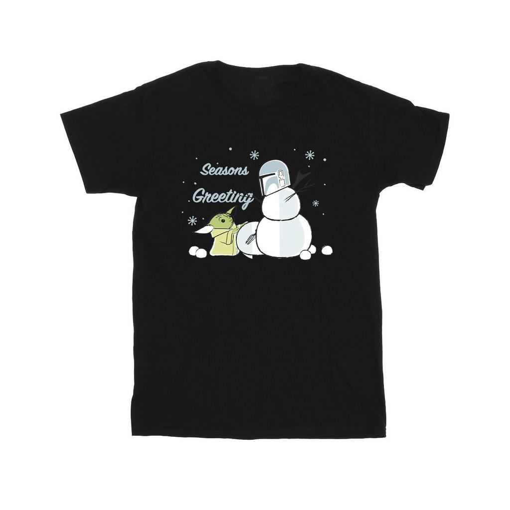 Star Wars Mandalorian Girls Seasons Greetings Cotton T-Shirt