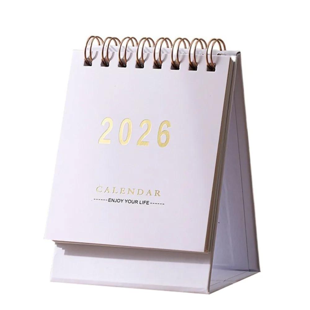 New Small Size Desk Calendar Thick Paper Mini Design Desk Planner Creative Style Coil Binding Daily Planning Supplies Study Use
