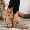 New women's sandals platform-soled wedges flower hollowed-out large-size sandals one-character cool slippers