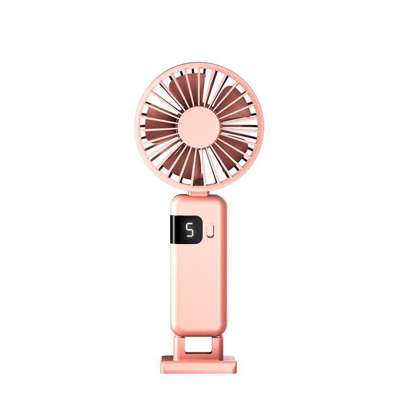 

Handheld Fan USB Rechargeable 5-Speed Super Quiet Portable Mini Fan with Hook for Office Outdoor Travel Cooling розовый