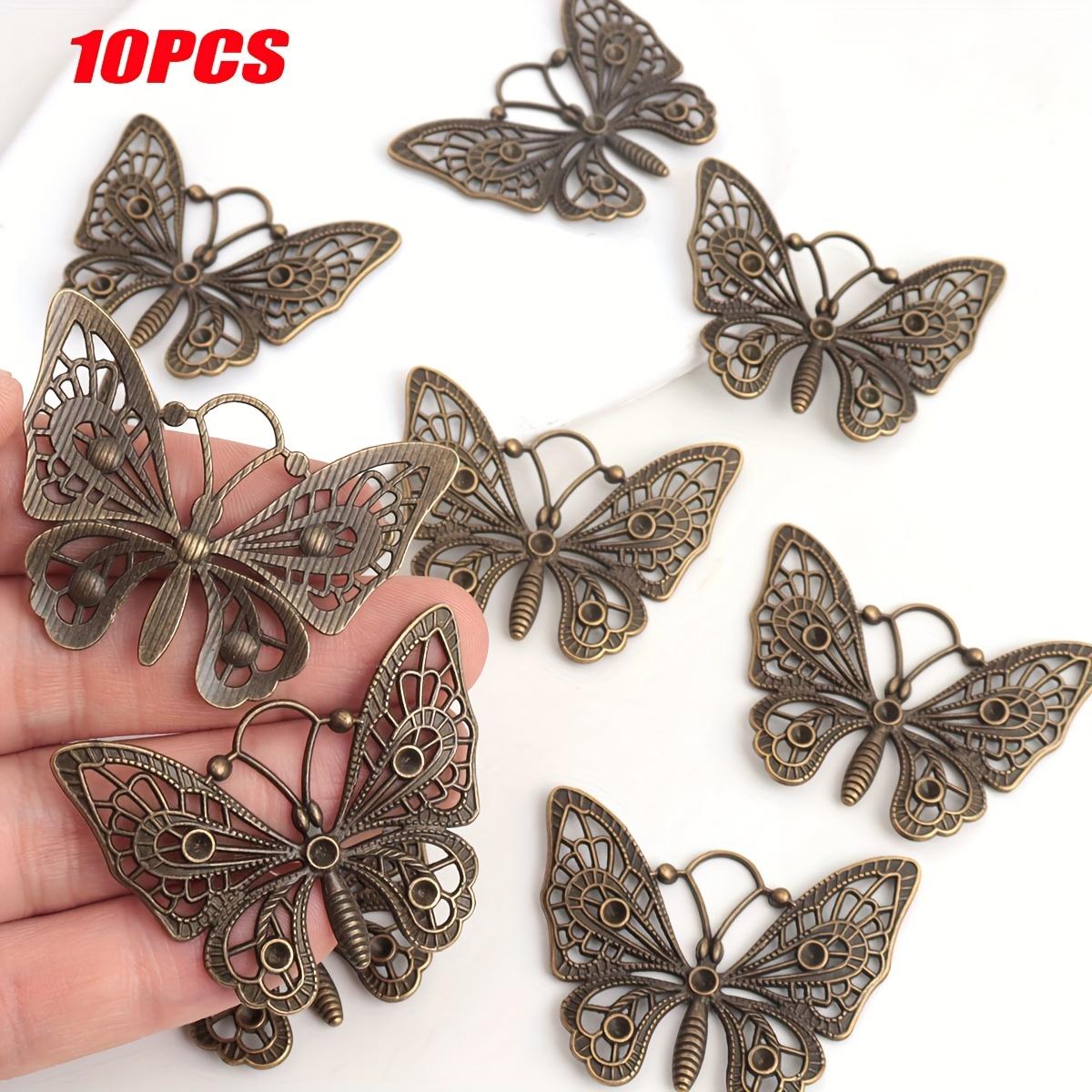 

Lurkwolfer 10 piece antique butterfly pendant with hollowed out zinc alloy DIY jewelry craft accessories, can be used as keychai 10pcs бронзовий