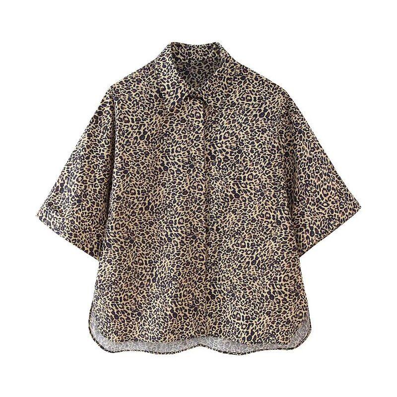 Fashion Style 2024 Summer New Women's Clothes Animal Pattern Print Poplin Shirt High Waist Shorts 4661042 051