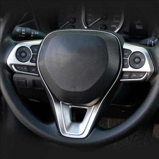 Car Steering Wheel Trim 3pcs ABS Matte Silver For Toyota RAV4 -2025