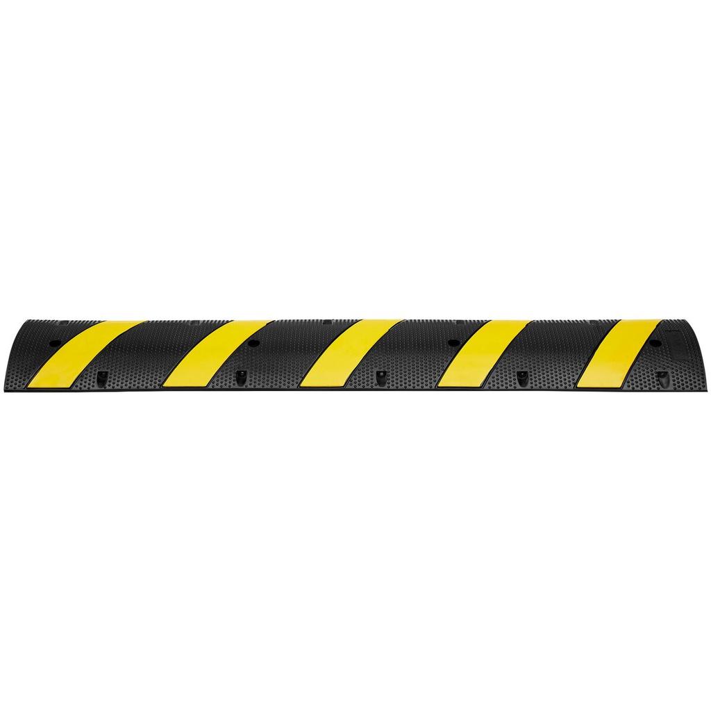 2PCs 6 Ft/72'' Rubber Speed Hump, 2 Channel, 22000 Lbs Capacity Heavy Duty Traffic Speed Bump, with High Reflective Yellow Strip 8 Expansion Screws