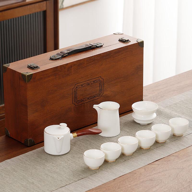 High-Grade Ink Wash Style White Porcelain Tea Set