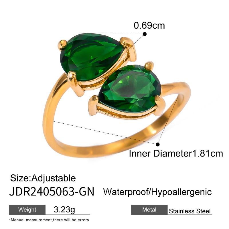 Stainless Steel Zirconia Open Ring, High-end Finger Ring, Titanium Steel Hand Accessory