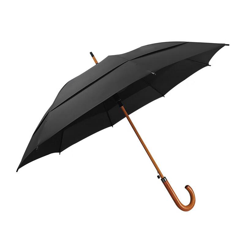 Tri-polar Wooden Handle Double-Layer Business Umbrella