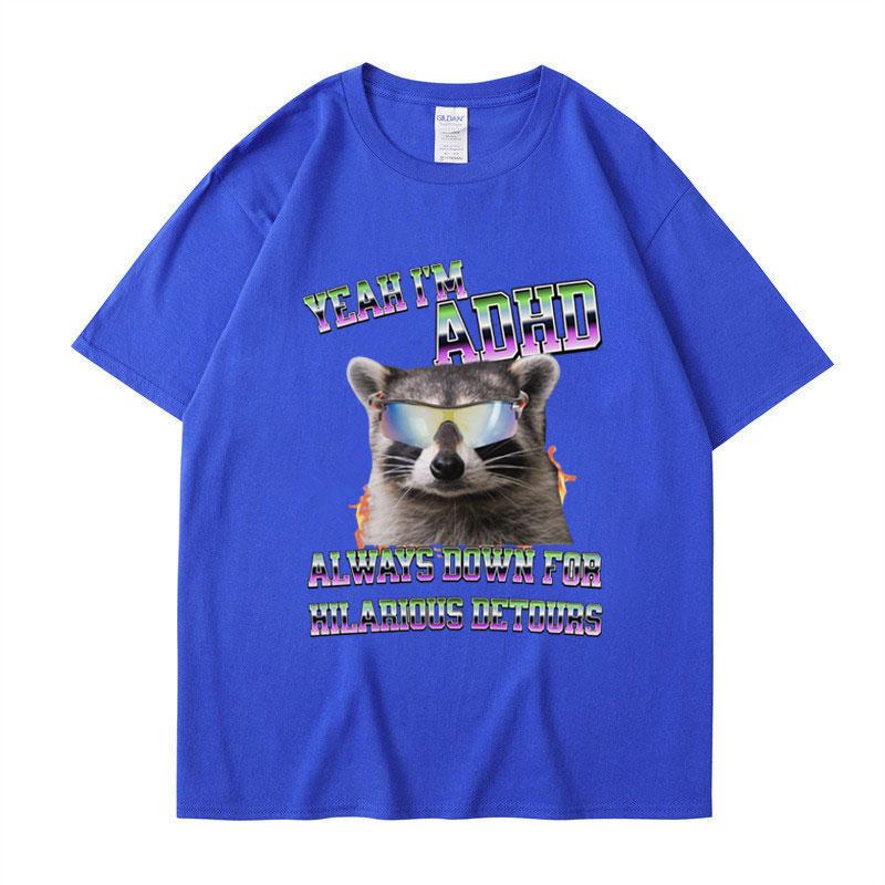 

Yeah Im Adhd Meme Graphic T Shirt Unisex Women Raccoon Opossum Retro Short Sleeve Oversized Cotton Casual Cool Tshirt Streetwear S