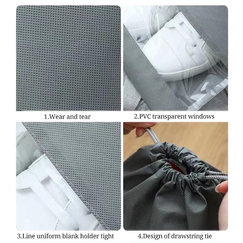5pcs Shoes Storage Bag Nonwoven Travel Portable Shoes Bag Drawstring Dust Large Capacity Garment Classification Hanging Bags