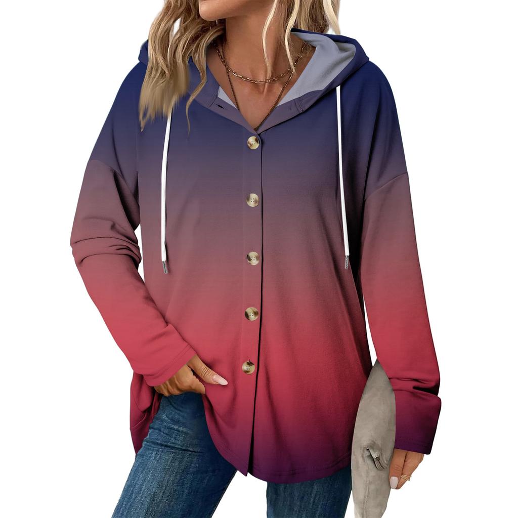 Damenmode Lässiger Raglan Langarm Kordelzugmantel, Vintage geknöpfter Kapuzenmantel