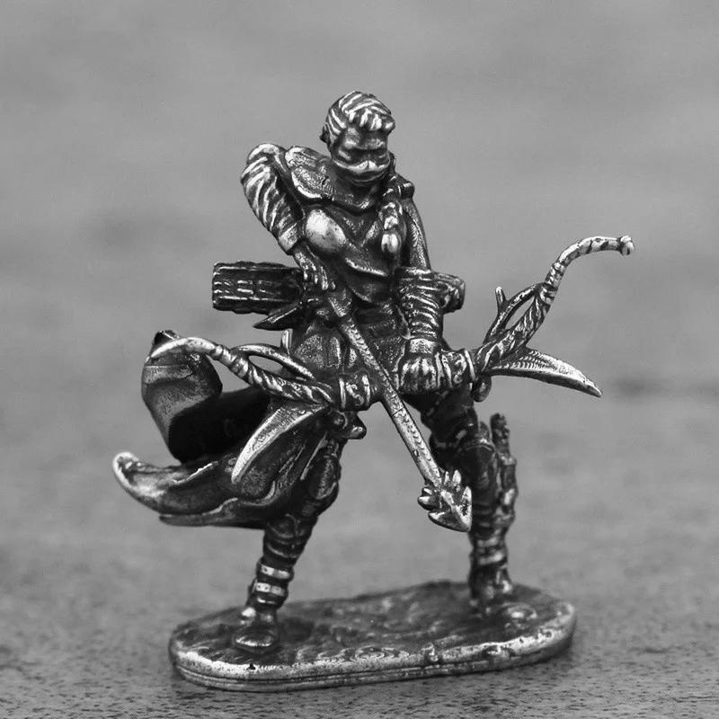 1pcs Beauty Women Archer Solider White Copper Miniature Figurines Metal Toy Car Desktop Ornaments Decoration Accessories Crafts