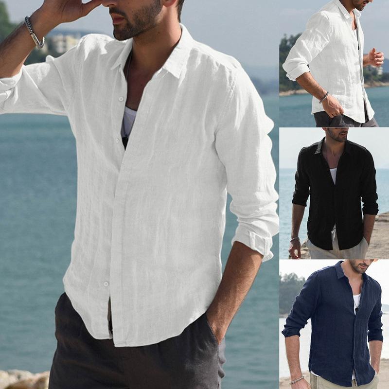 2025 New Summer Thin Shirts Men Casual Shirts Men Long Sleeve Male Henley Beach Shirts Hawaiian T Shirts
