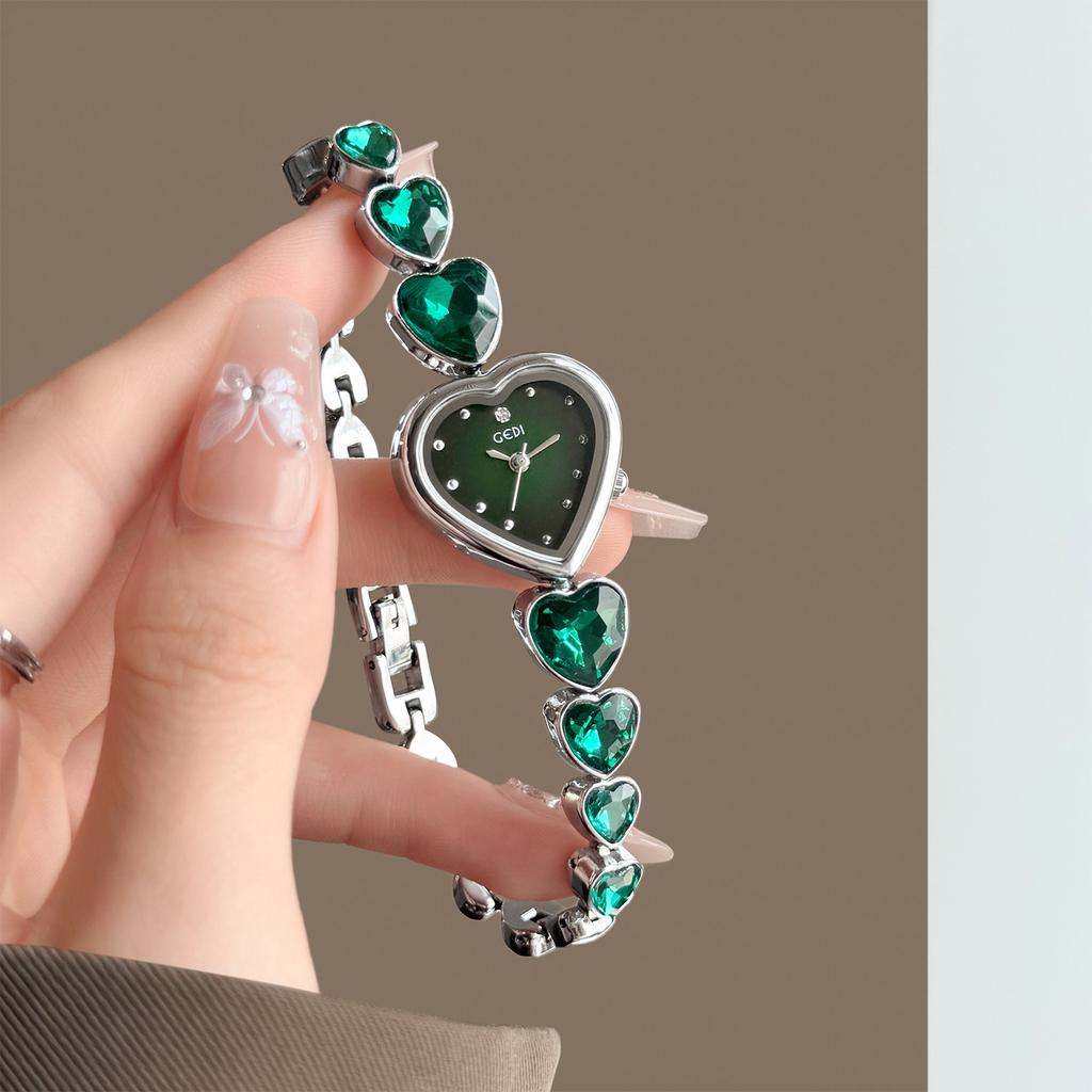 Y2K Retro Liebe Damen Armbanduhren Mode Eingelegte Edelsteine Herz Edelstahlarmband Wasserdicht Quarz Damen Uhr Geschenk
