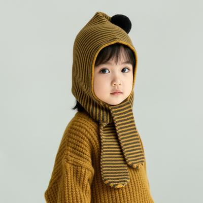 Kids Autumn-Winter Warm Thick Knit Hat Scarf Set - Unisex Baby Windproof Earflap 2-in-1 Cozy Headwear