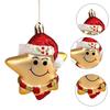 3Pcs Christmas Red Hat Star Ornaments Hand-Painted Plastic Hanging Decor for Tree Home Office Festive Party Decoration
