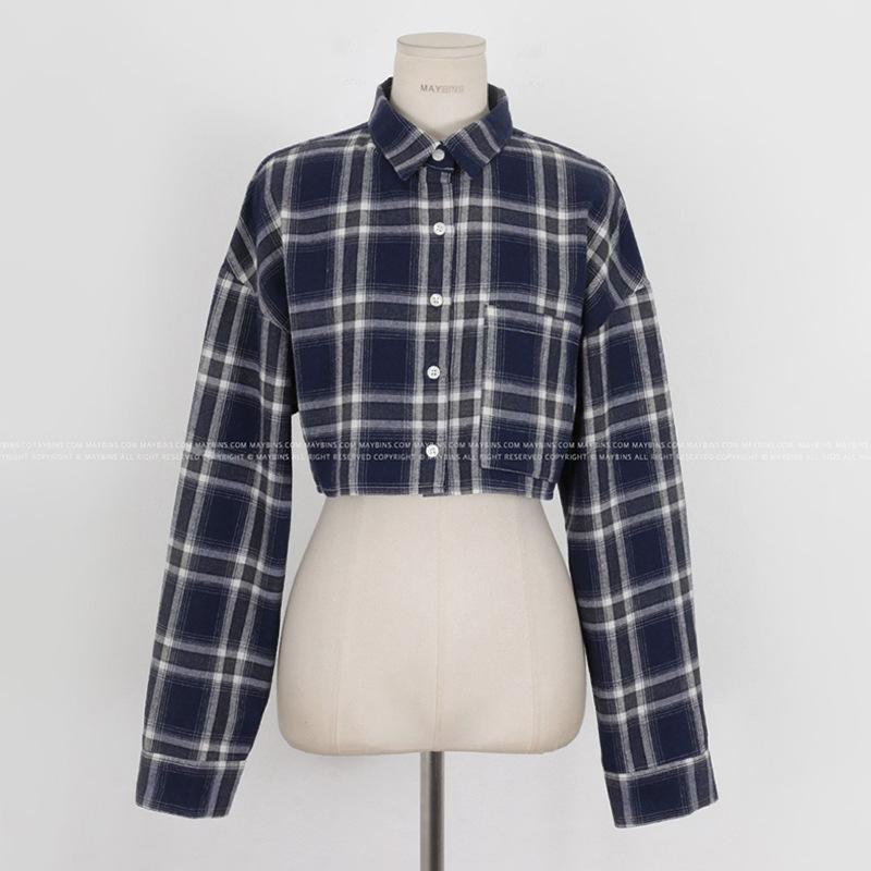 

Korean Dongdaemun Retro Plaid Shirt Jacket - Autumn Short Style One Size