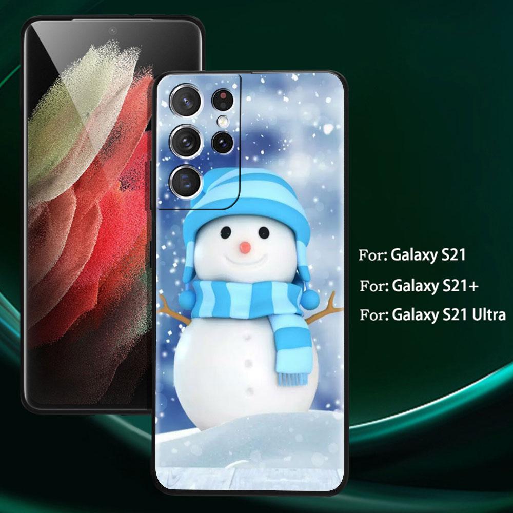 Cartoon Snowman Christmas Soft Case For Samsung Galaxy S22 S20 FE S21 S10 S9 Plus S8 Note 20 Ultra 10 Lite Phone Cover Shell