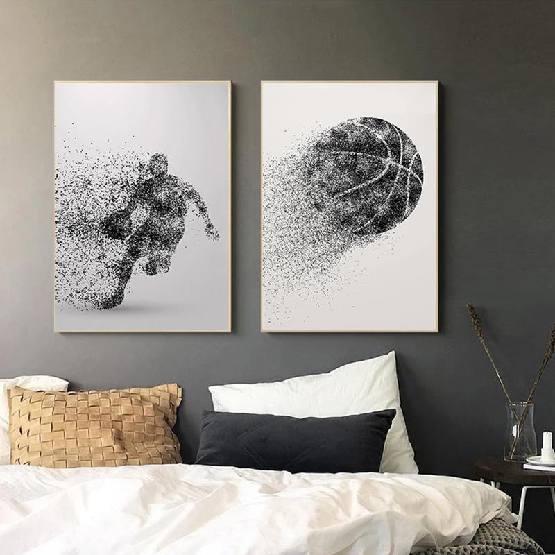 Abstract Baschet Sport Bărbat Trage la Coș Postere și Imprimeuri Pictură pe Pânză Artă de Perete Imagine pentru Living Decor Acasă