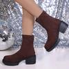 Fashion Autumn Winter Solid Color Suede Ankle Boots Women Casual Plus Size Platform Booties Woman Comfortable Square Heel Botas Female