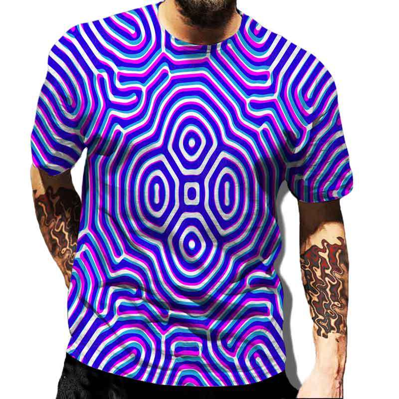 Geometric Shape Creative Design Colorful Vortex 3D Printed T-shirt Casual Street Men's T-shirt