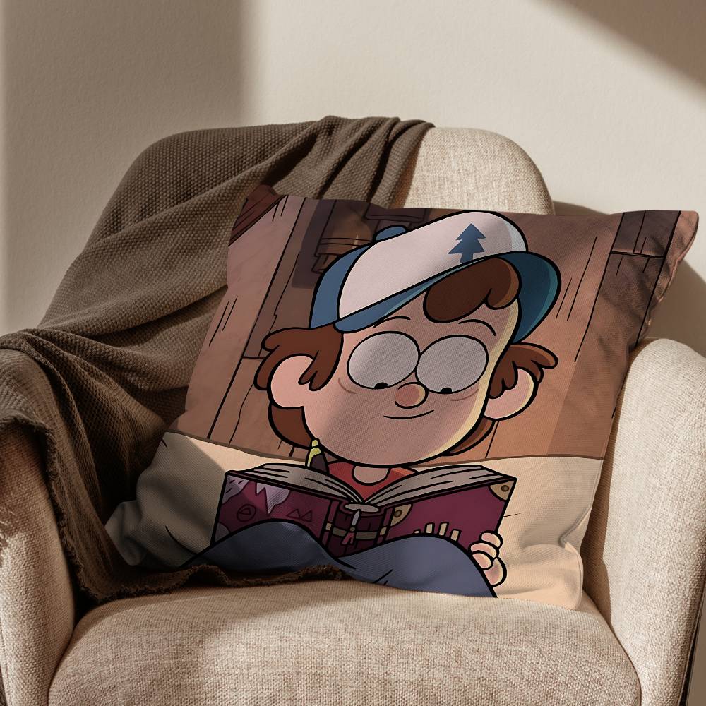 Dipper and Mabel Gravity Falls Pillow Case Anti-dustmite Pillowcase Invisible zipper silky short plush Sofa cushion cover