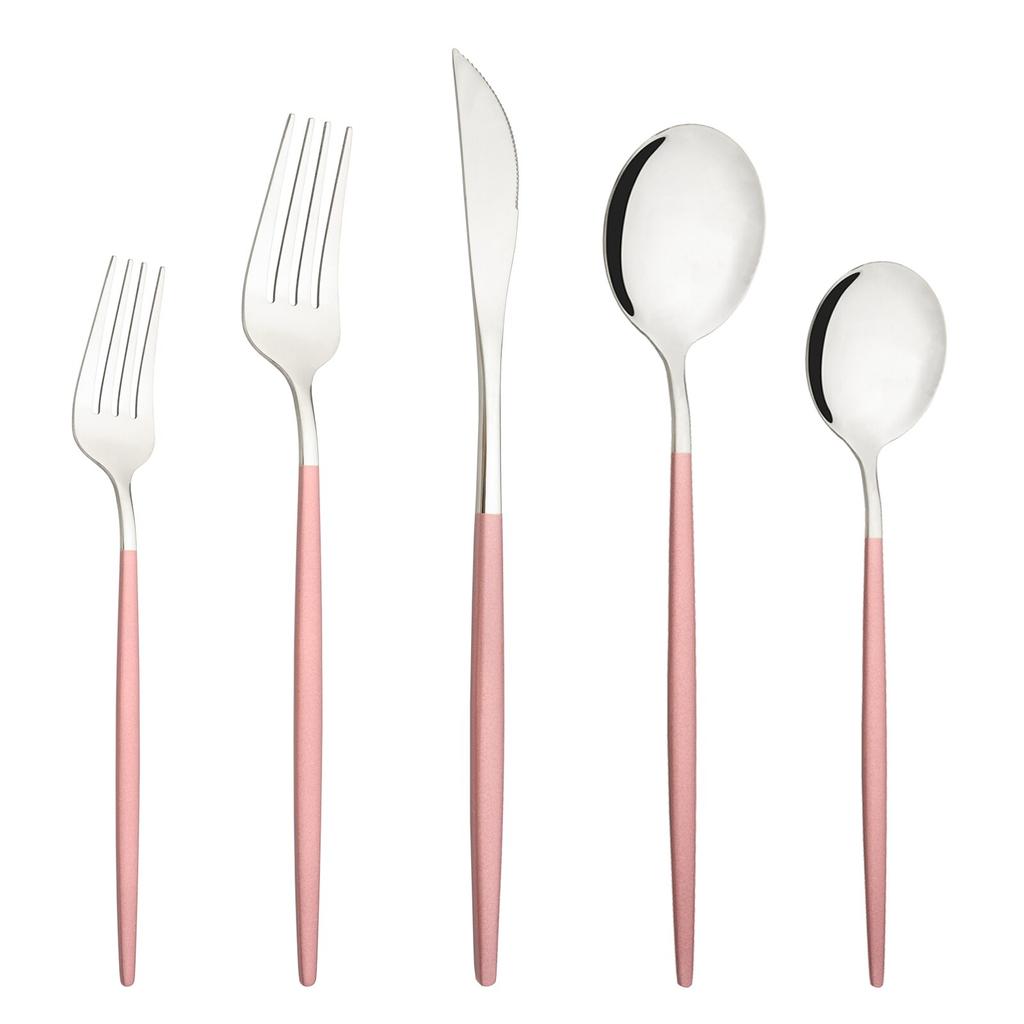 Modré zlato 5 ks Sada jídelního nádobí Stříbrné nádobí Příbory Nůž Dezert Vidlička Lžíce Nerezové nádobí Sada příborů Protable Jídelní potřeby