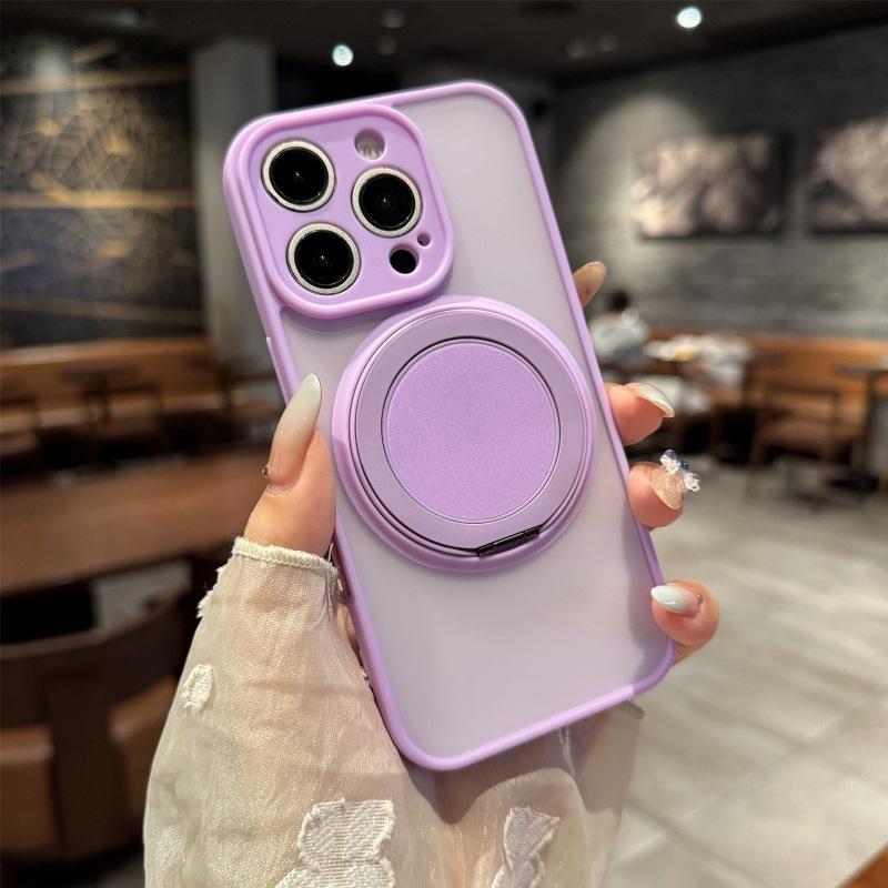 Applicable To iPhone16Pro Mobile Phone Case, Matte Skin-sensitive Magnetic Suction Rotating Bracket, Apple 15Pro All-inclusive Protective Case.