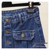 Hög midja Smal passform Retro Midi Denimkjol med Enkelknäppt Sprund