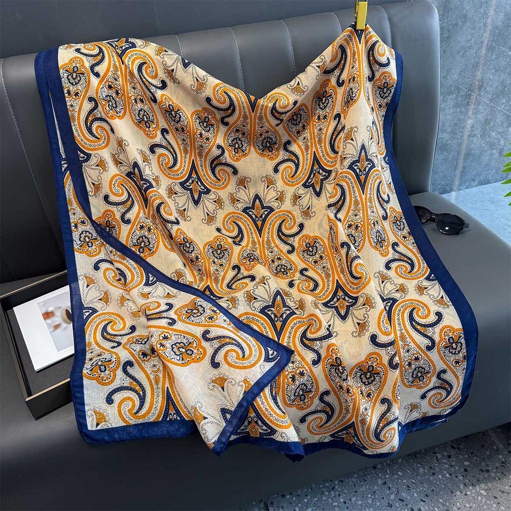 180X90Cm Cashew Flower Cotton Linen Scarf Light And Soft Shawl In Autumn Winter Warm And Sun Protection Beach Towel For Travel