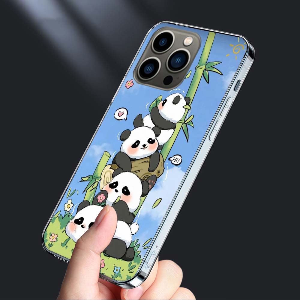 Very Cute Little Panda Phone Case For Iphone 16E 15 Pro 14 Plus 17E 16 17 Pro Max Air 11 12 13 Mini Shockproof Capa Cute Cove