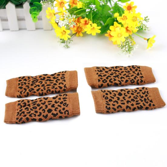 4Pcs/Set Winter Pet Dog Leg Socks Zebra Leopard Dots Print Non-slip Leg Warmers