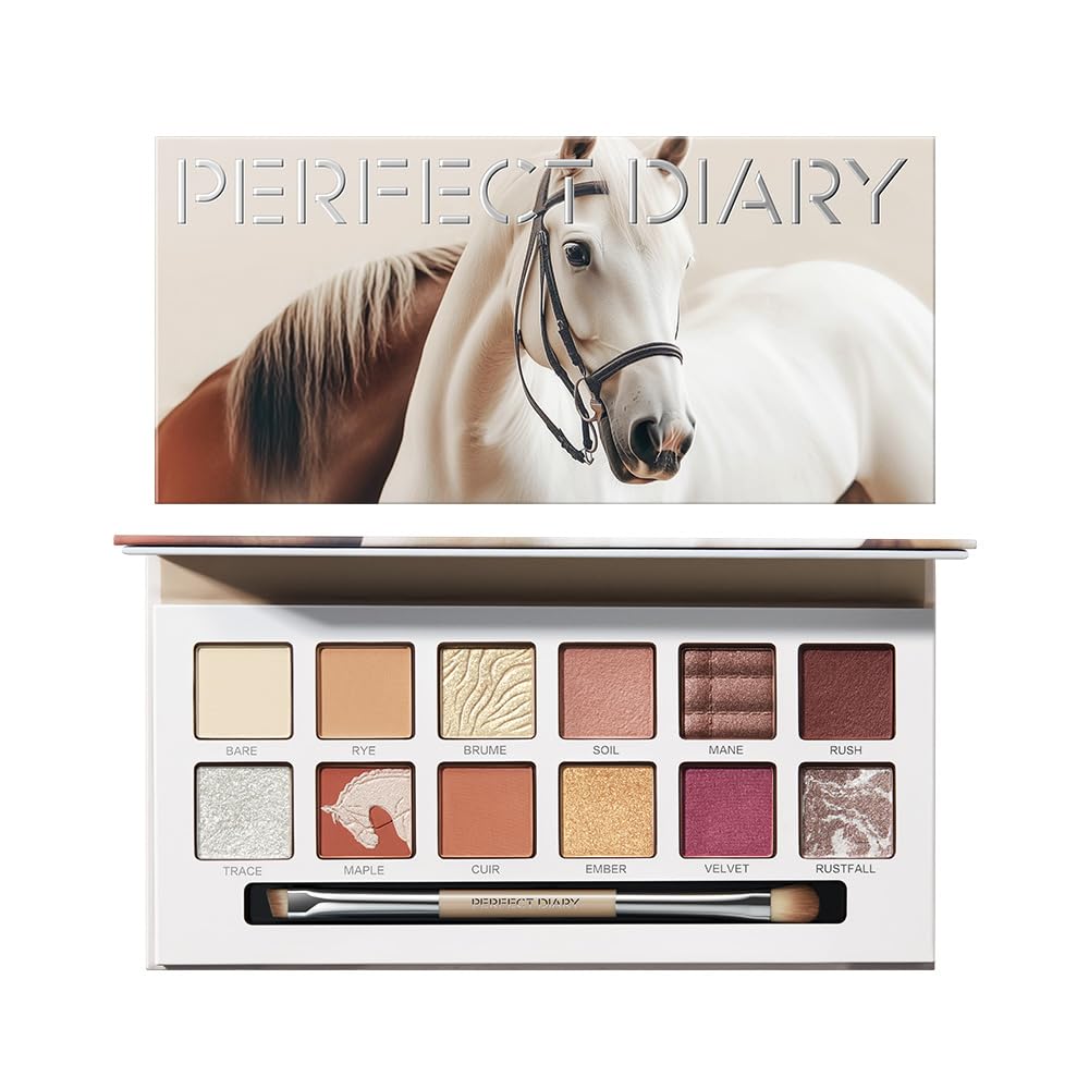 

PERFECT DIARY Тени для век Animal Popular Eye Высокопигментированная Высокоадгезивная Палетка для макияжа x 12 Палетка, Макияж, Подарок, & (1.2г Оттенки) (каштан