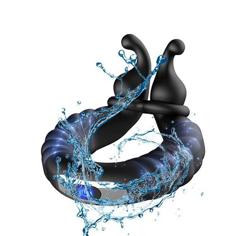 Vibrační masáž prostaty Stimulace Dvojitý erekční kroužek Muži Časové zpoždění ejakulace Trvalé sexuální hračky pro dospělé pro muže