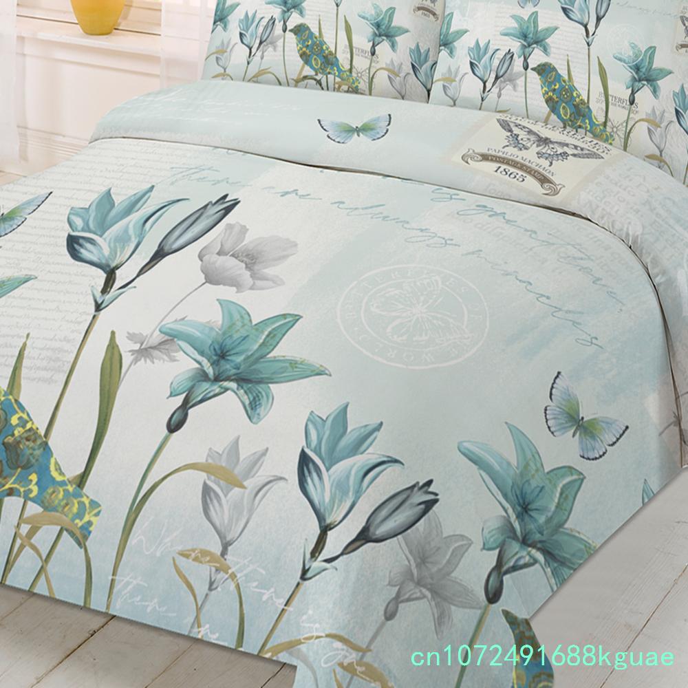 Rustic Vintage Tulip Flower Bird 3pcs Bedding Set For Double Bed Home Textile Duvet Cover Quilt Cover Pillowcase